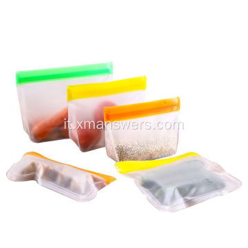 Sacchetti a chiusura lampo per sacchetti riutilizzabili in silicone per alimenti